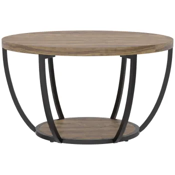 HOMCOM Masuta de cafea cu 2 nivele, masa de living 80 x 80 x 43,8 cm, Maro/Negru | Aosom Romania imagine