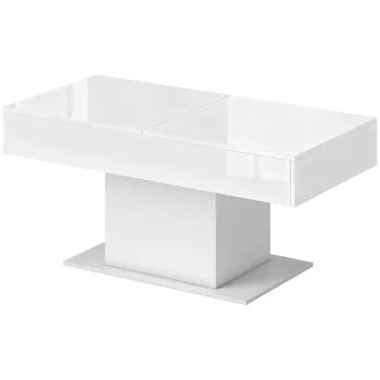 HOMCOM Masuta de Cafea Extensibila cu Compartiment, Masuta de Sufragerie Moderna cu Picioare Antiderapante, Masuta de Living pentru Acasa Birou, 108-178,5x53x49 cm, Alb Lucios | Aosom Romania imagine