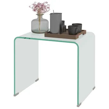 HOMCOM Masuta de Cafea Moderna cu Picioare Antiderapante, Masuta de Cafea din Sticla Securizata, 50x40x45 cm, Transparent | Aosom Romania imagine