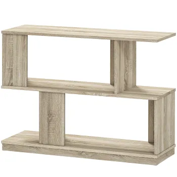 HOMCOM Masuta de cafea moderna in forma de S cu 4 rafturi 90x30x61 cm Lemn | Aosom Romania imagine