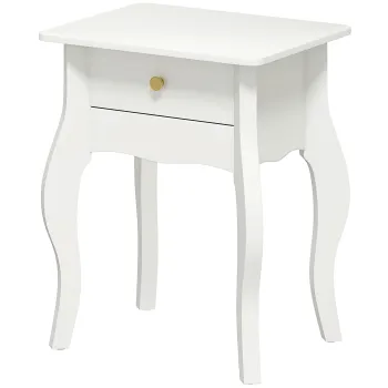 HOMCOM Masuta de Living cu Sertar in Stil Francez 45x35x55 cm, Alb | Aosom Romania imagine