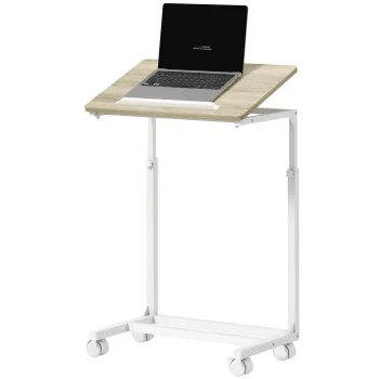 HOMCOM Masuta de Lucru Reglabila pe Inaltime cu Blat Inclinabil si 4 Roti | Aosom Romania imagine