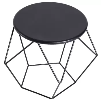 HomCom masuta geometrica, otel 54x54x44cm, negru | AOSOM RO imagine