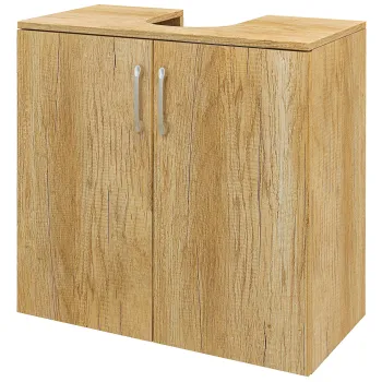 HOMCOM Mobilier de Baie Modern Sub Chiuveta, Dulapior Suspendat cu 2 Usi si 2 Rafturi, 60x30x60 cm, Lemn Natural | Aosom Romania imagine