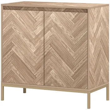 HOMCOM Mobilier de depozitare bufet cu 2 usi in sevalet, raft reglabil si picioare din otel, dim. 78 x 40 x 78 cm, stejar | Aosom Romania imagine