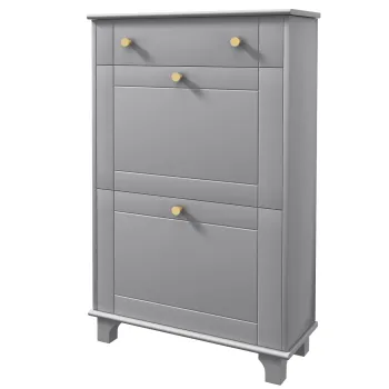 HOMCOM Mobilier Pantofar Ingust cu 2 Usi Basculante si 1 Sertar pentru 8 Perechi de Pantofi 60x23,5x98,5 cm Gri | Aosom Romania imagine