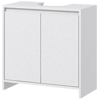 HOMCOM Mobilier Sub Chiuveta pentru Baie cu 2 Usi, Dulap de Baie cu Decupaj in U pentru Tevi, 60x30x60 cm, Alb | Aosom Romania imagine