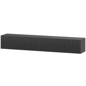 HOMCOM Mobilier TV suspendat 140cm, suport TV pentru televizoare pana la 183 cm, 2 usi rabatabile, 140x25x22cm, negru | Aosom Romania imagine