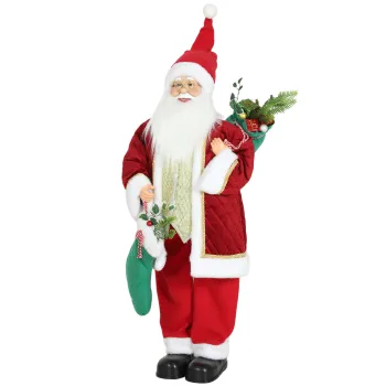 HOMCOM Mos Craciun cantator si dansator 120 cm, figura animata verticala cu soseta, sac, activata prin sunet/atingere | Aosom Romania imagine