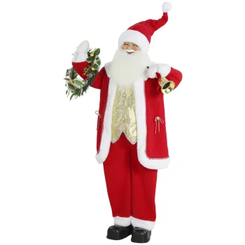 HOMCOM Mos Craciun care canta, 150 cm, figura animata in picioare cu clopotel si coroana, activata prin sunet/atingere | Aosom Romania imagine