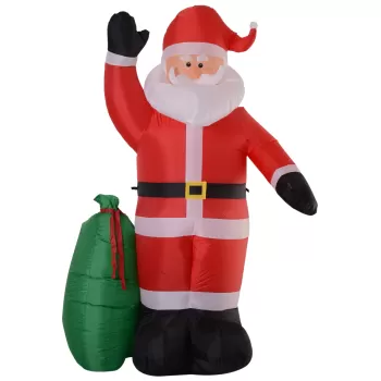 HOMCOM Mos Craciun Gonflabil Decor de Craciun Rosu si verde 50 x 60 x 240cm | AOSOM RO imagine