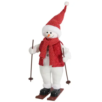 HOMCOM Mos Craciun schior care canta, 65 cm, figura animata de Craciun cu schiuri, bete si activare prin sunet/atingere | Aosom Romania imagine