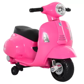 HOMCOM Motocicleta Electrica cu Licenta Oficiala Vespa Baterie 6V Faruri si Claxon pentru Copii cu varste cuprinse intre 18-36 luni ,66.5x38x52cm imagine