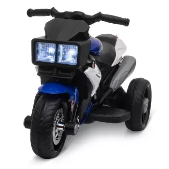 HOMCOM Motocicleta Electrica pentru Copii 3-6 ani (max. 25 kg) cu 3 Roti, Lumini si Sunete, Baterie 6V, Albastru inchis si Negru, 86x42x52cm imagine