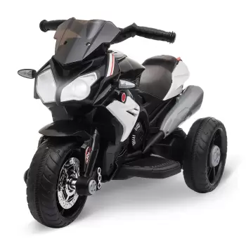 HOMCOM Motocicleta Electrica pentru Copii 3-6 ani Max. 25 kg cu Lumini, Muzica, Baterie 6V si Viteza 3km/h, Neagra imagine