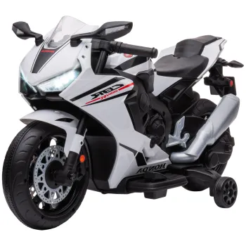 HOMCOM Motocicleta Electrica pentru Copii cu Baterie Reincarcabila de 6V, Viteza 3 km/h si Muzica, 90x44x52 cm, Alb | Aosom Romania imagine