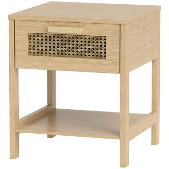 HOMCOM Noptier, Masa de noapte, Masa laterala cu sertar, MDF 40 x 40 x 48,4 cm | Aosom Romania imagine