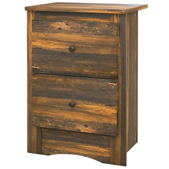 HOMCOM Noptiera cu 2 Sertare in Stil Rustic, Noptiera pentru dormitor din Lemn, 40x30x56 cm, Maro | Aosom Romania imagine