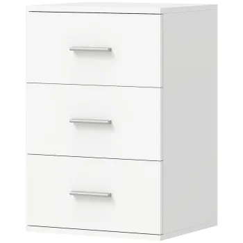 HOMCOM Noptiera cu 3 sertare, comoda laterala pentru dormitor, MDF, alb | Aosom Romania imagine