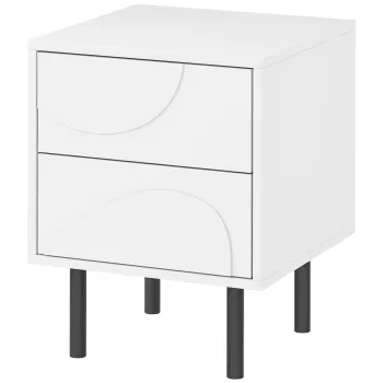 HOMCOM Noptiera, masa de alaturi cu 2 sertare cu deschidere prin apasare, picioare din otel, 40 x 40 x 50 cm, alb | Aosom Romania imagine