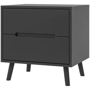HOMCOM Noptiera masa de cafea cu 2 sertare, stil modern pentru dormitor, sufragerie, 50 x 40 x 50,5 cm, negru | Aosom Romania imagine