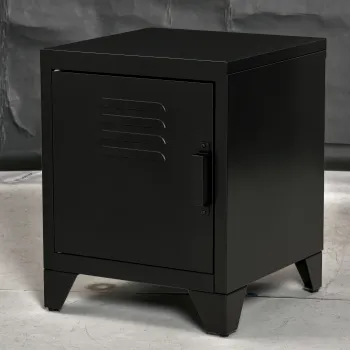 HOMCOM Noptiera, Masa laterala cu raft reglabil, Usa, Comoda pentru Dormitor, Sufragerie, Metal, Negru, 50 x 40 x 47,5 cm | Aosom Romania imagine