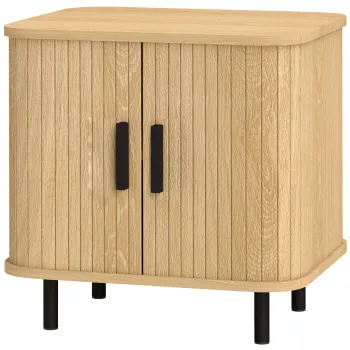 HOMCOM Noptiera, mobilier suplimentar, stil scandinav cu 2 usi glisante si picioare de otel 48 x 40 x 48 cm, aspect lemn | Aosom Romania imagine