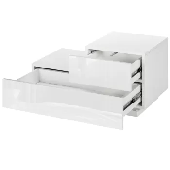 HOMCOM Noptiera Moderna con 16 Lumini LED RGB, Telecomanda si Doua Sertare din PAL, 70x37x38cm, Alb | Aosom RO imagine