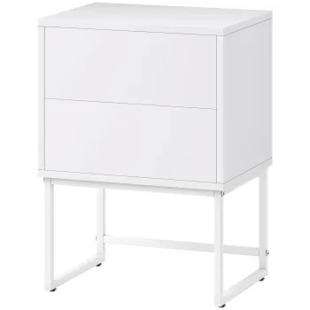 HOMCOM Noptiera Moderna cu 2 Sertare cu Deschidere prin Apasare 40x30x50cm Alb | Aosom Romania imagine