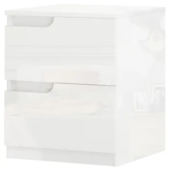 HOMCOM Noptiera Moderna cu 2 Sertare si Design Lucios, Noptiera pentru Dormitor din PAL, 40x40x48 cm, Alb Lucios | Aosom Romania imagine