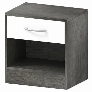 HOMCOM Noptiera Moderna cu Raft Deschis si Sertar, Alb si Gri inchis | Aosom Romania imagine