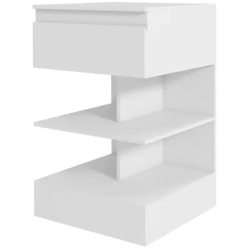 HOMCOM Noptiera Moderna din PAL si MDF cu un Sertar si 2 Rafturi, 39x39x65 cm, Alb imagine