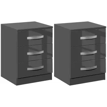 HOMCOM Noptiera moderna , set 2 piese cu 3 sertare pentru dormitor si sufragerie din PAL, 40x36x56cm, gri imagine