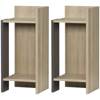 HOMCOM Noptiera moderna Set de 2, noptiere cu polita deschisa, masuta de cafea, dormitor, gri | AOSOM RO imagine