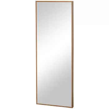 HOMCOM Oglinda cu design lung din lemn moderna, Oglinda decorativa de perete rustica, vertical sau orizontal, maro natural | AOSOM RO imagine