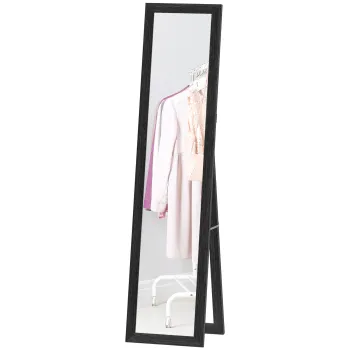 HOMCOM Oglinda cu Picior si Carlige, Oglinda Moderna pentru Utilizare pe Perete sau Verticala, 37x40x155 cm, Negru | Aosom Romania imagine