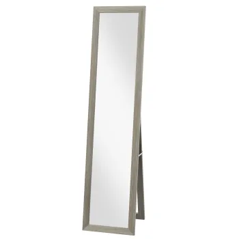 HOMCOM Oglinda cu Rama din MDF cu Picioare si Carlige pentru Utilizare pe Perete sau Mobila, 37x40x155 cm, Gri | Aosom Romania imagine