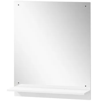 HOMCOM Oglinda de baie 50 x 60 cm, oglinda de perete cu raft, pentru intrare, hol, alb | Aosom Romania imagine