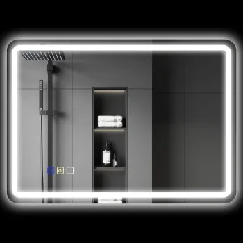 HOMCOM Oglinda de baie cu iluminare LED, pad anti-intunecare, 3 culori reglabile, culoare argintie | Aosom Romania imagine