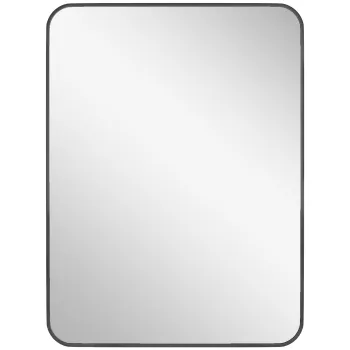 HOMCOM Oglinda de baie dreptunghiulara cu cadru metalic Oglinda decorativa pentru dormitor sufragerie sau antreu 60x80 cm Negru | Aosom Romania imagine