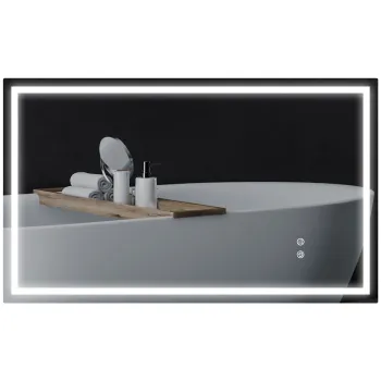 HOMCOM Oglinda de Baie Iluminata cu Lumini LED Reglabile si Strat Anti-Condens, 100x60 cm, Transparent | Aosom Romania imagine