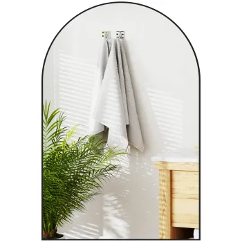 HOMCOM Oglinda de Baie in Forma de Arc si Rama din Aluminiu, Oglinda Decorativa, 60x3x90 cm, Negru | Aosom Romania imagine