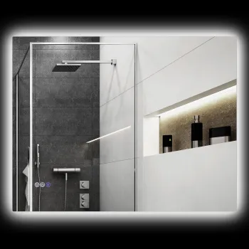 HOMCOM Oglinda de Baie LED cu Rama, Anti-Abur, 3 Temperaturi de Culoare si Memorie, 80x60x4 cm, Transparent | Aosom Romania imagine