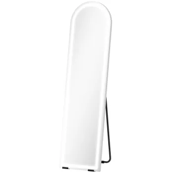 HOMCOM Oglinda de corp intreg cu lumini LED, 150 x 40 cm, arcuita, dimabila, 3 culori de lumina, freestanding sau montare pe perete, Alb | Aosom Romania imagine