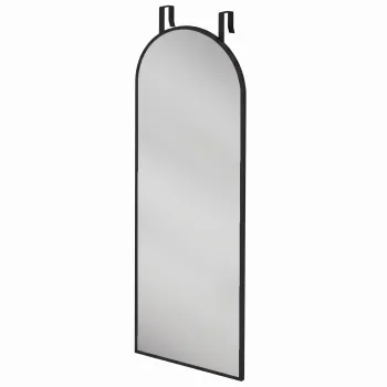 HOMCOM Oglinda de Perete Arcuita 110x40 cm, Rama din Aluminiu, Carlige, Design Modern, Negru | Aosom Romania imagine
