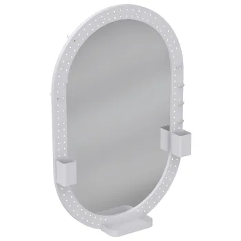 HOMCOM Oglinda de Perete cu Panou Perforat Oglinda Decorativa 90x60 cm pentru Living Dormitor Alb | Aosom Romania imagine