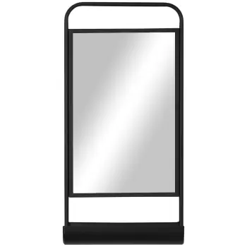 HOMCOM Oglinda de perete cu raft inferior si cadru metalic, oglinda pentru baie si dormitor, 36,2x12x71,7cm, negru imagine