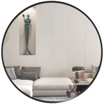 HOMCOM Oglinda de perete, design modern, ?61 cm, Negru | Aosom Romania imagine