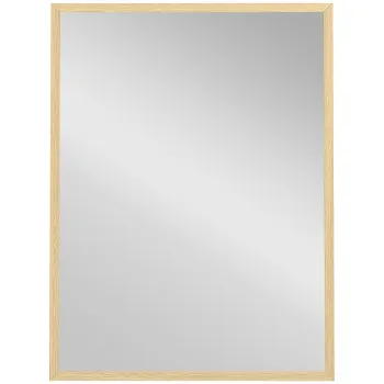 HOMCOM Oglinda de perete dreptunghiulara 80 x 60 cm, rama din lemn natural, ideala pentru baie, living sau dormitor | Aosom Romania imagine
