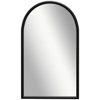 HOMCOM Oglinda de perete in arc, 110 x 65 cm Cadru din lemn, oglinda arcuita pentru living, dormitor, hol, negru | Aosom Romania imagine